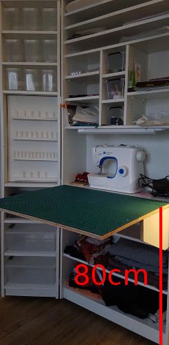 Plan de travail à 80cm (sans les roulettes)
